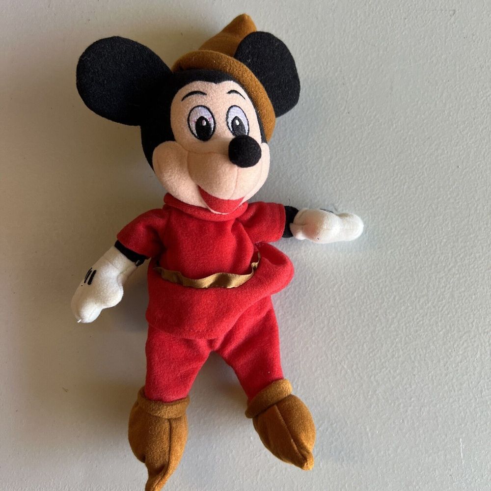 Disney Store‎ Brave Little Tailor Mickey Mouse Bean Bag Stuffed Plush Red Outfit